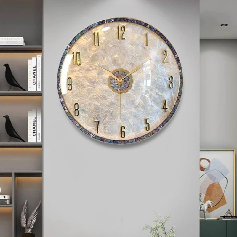 Natural Abalone Shell Wall Clocks Dustproof Durable Silent Low-power Wall Clocks French Baroque Modern Luxury Europe Home Decor