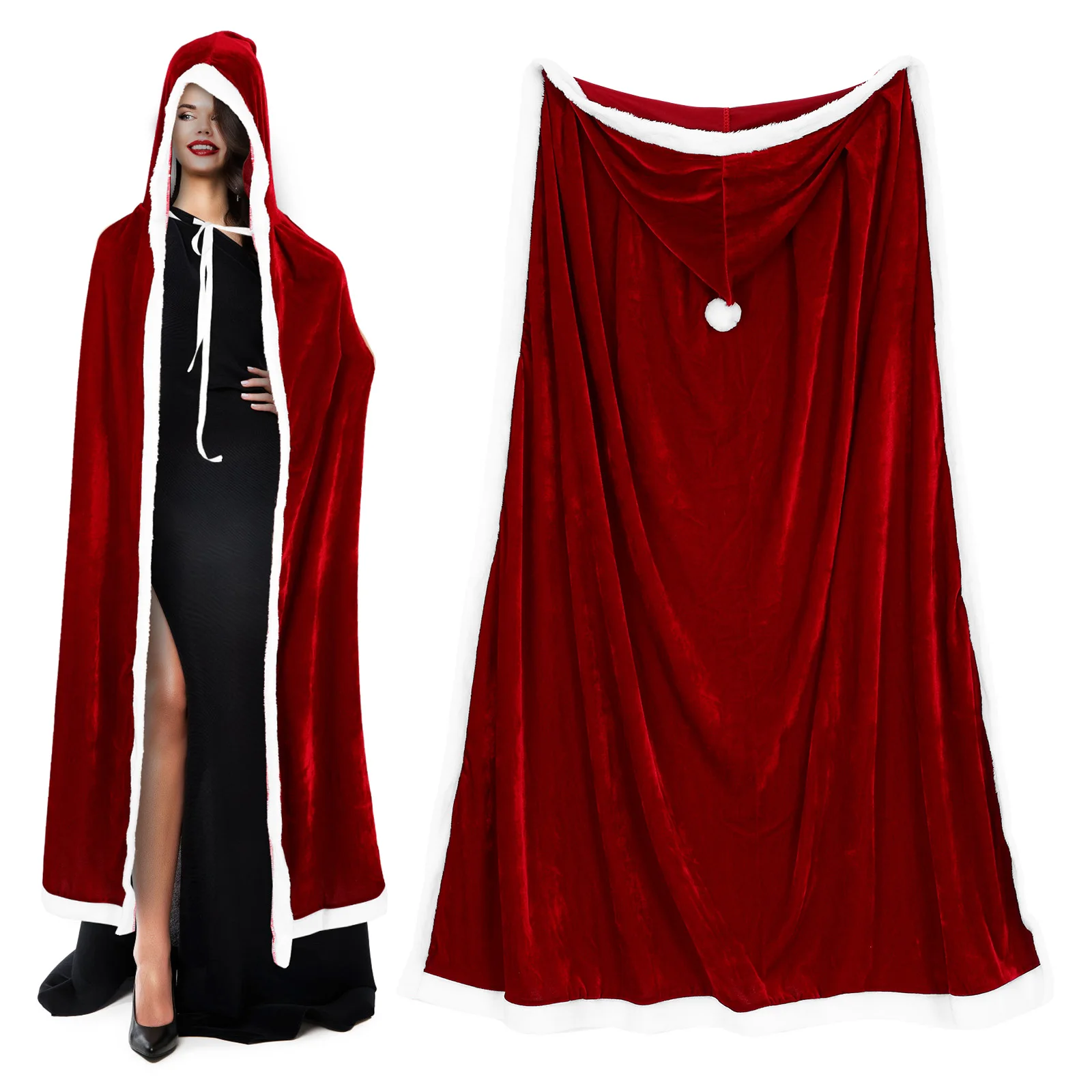 

Christmas Cloak Hooded Cape Christmas Hooded Cloak Women Dress Up Velvet Riding Hood Cape Adult Halloween Costume Cape Size XL