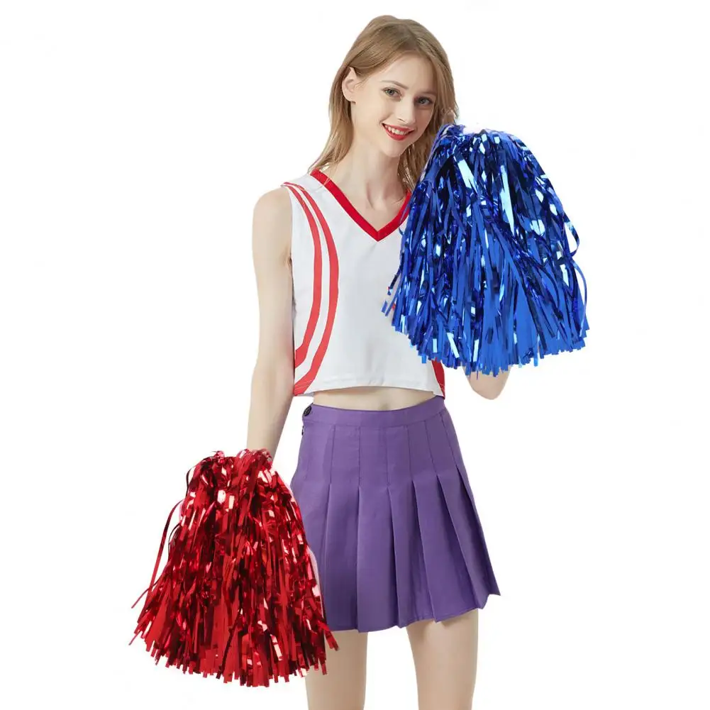 Eco-friendly Cheerleading Pompoms No Fading Adding Vitality Creative Cheerleading Metallic Foil Pompoms