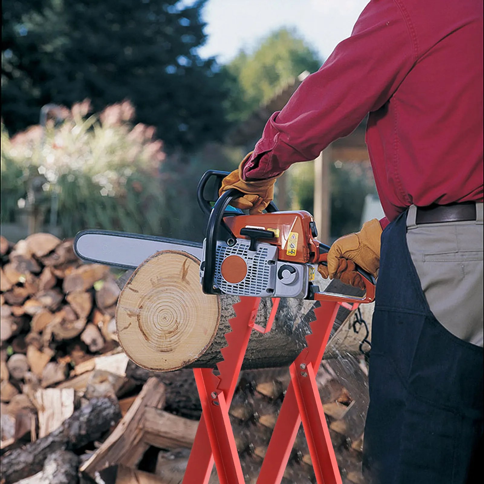 

Folding Adjustable Saw Horses, Adjustable Height with Sturdy Legs, 220 lbs Load Capacity, Ideal for Woodworking, Carpentry, and Construction Tasks