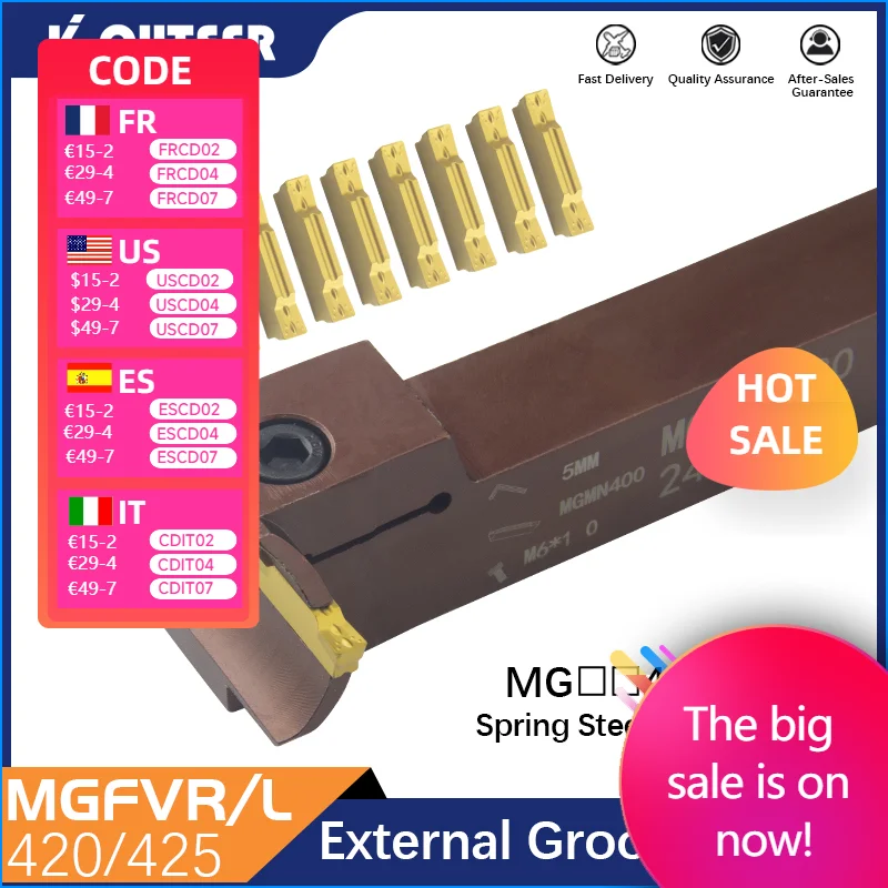 

MGFVR 7-Shaped Face Groove Cutter MGFVR420/MGFVR425 Double Head Processing Range 24-400 Carbide Insert MGMN400 Slotting Tool