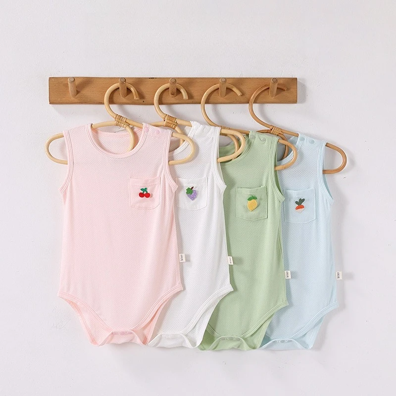 

ZOETOPKID 0-24M Baby Clothing Modal Romper Summer Newborn Kid Clothes Sleeveless Stretch New Born Jumpsuit Cute Outfit