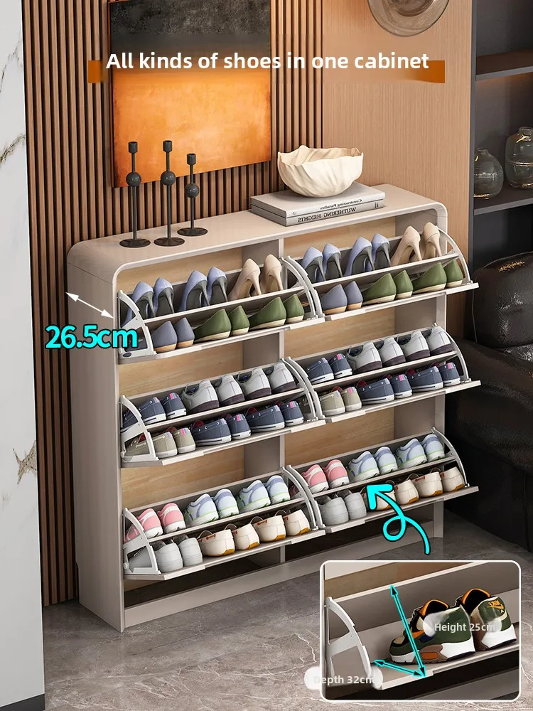 MJY Luxury Ultra-Thin Storage Entryway Cabinet Integrated Wall-Mounted Home Doorway Extra Large Capacity