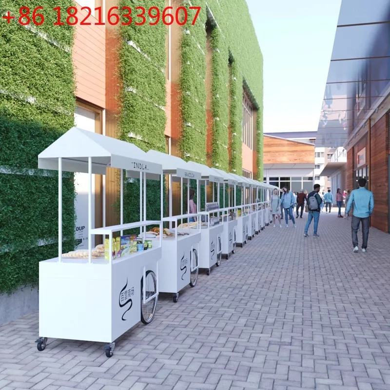 YAO Outdoor Gold Street Wrought Iron Stall Display Vice Cart Sales Cart, Mall Promotion Mobile Stall with Drawer Cabinet