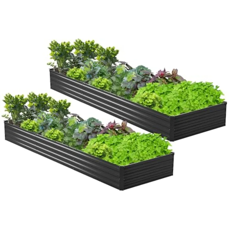 

2PCS 12x3x1ft Galvanized Raised Garden Bed, Outdoor Planter Box Metal Patio Kit Planting Bed for Vegetables Flowers Herb
