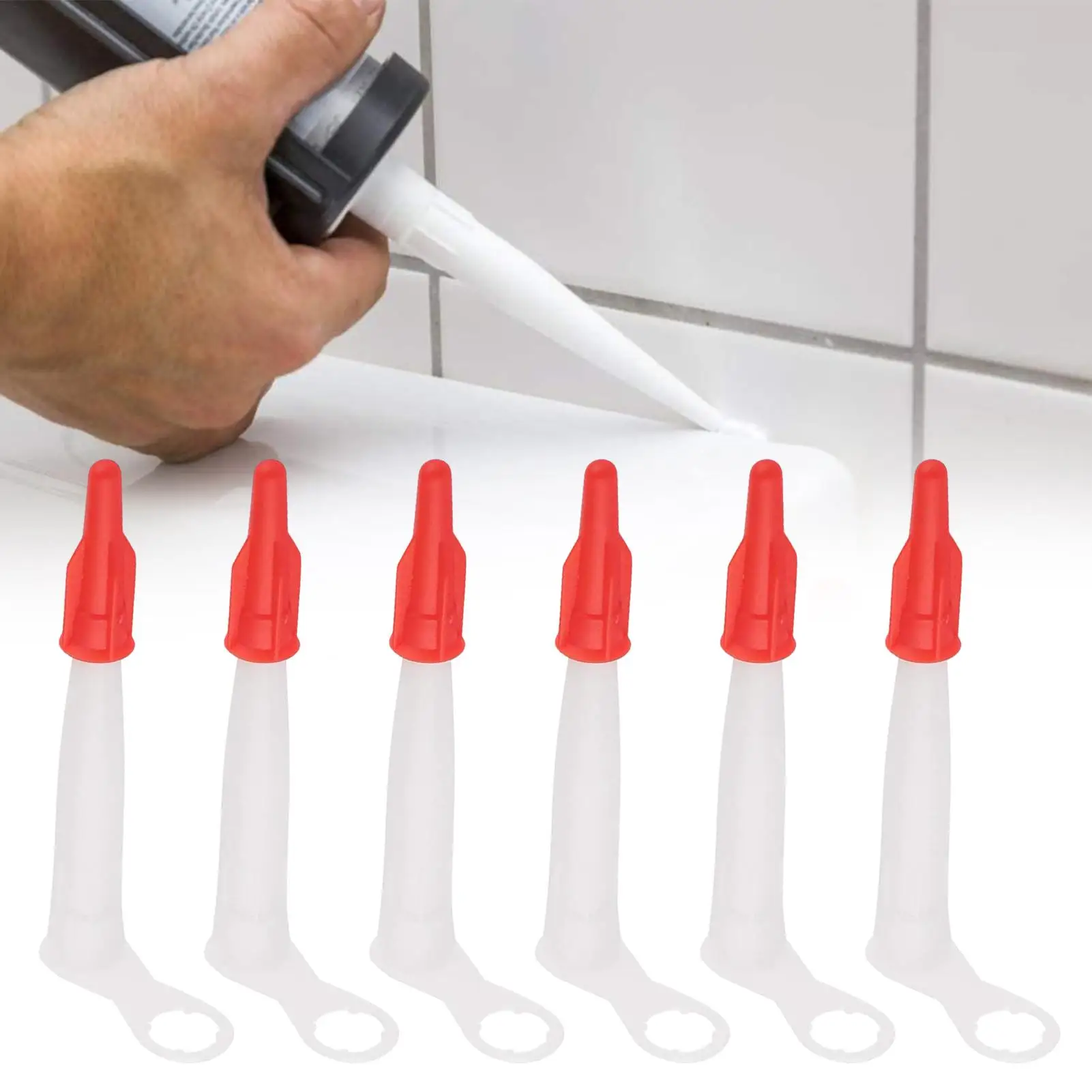 Caulking Tube End Caps 6Pcs/set Caulk Saver Glue Nozzle Tip Silicone Sealing Head with Cap for Bathroom Tiles Wall Putty