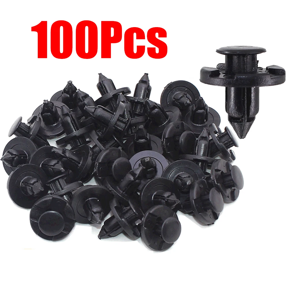 100Pcs Bumper Mudguard Clips Replacement Trim Clips Black X100 0155309321 For X-Trail For Qashqai For Navara For Micra