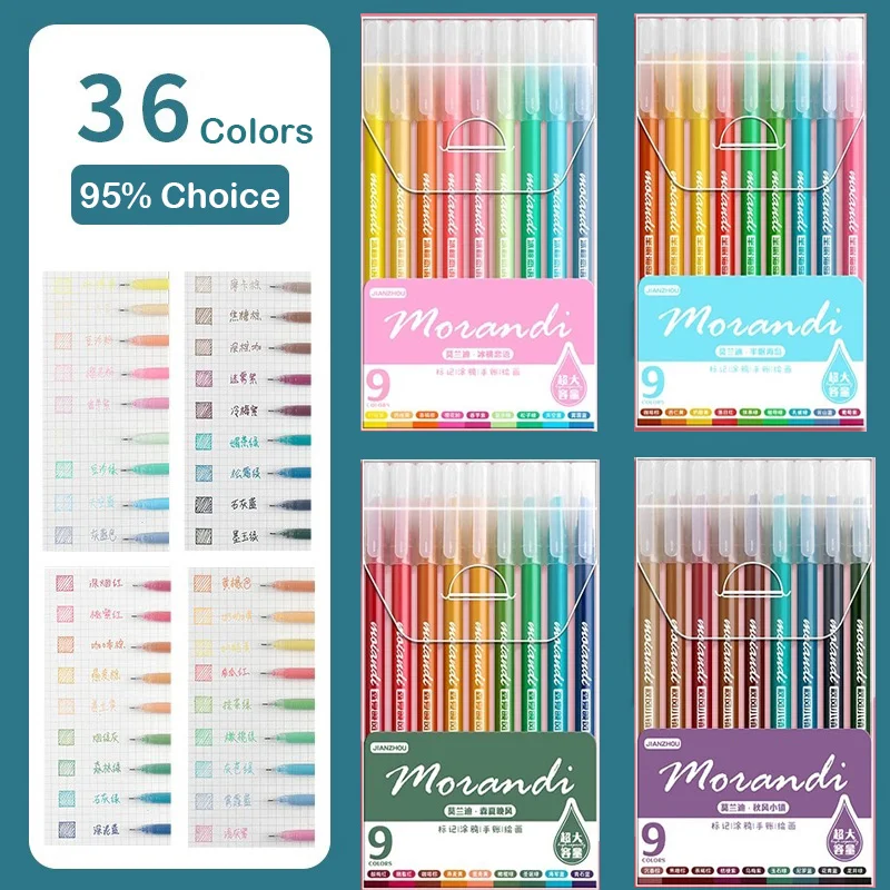 36/9 PCS/Set Colored Gel Pens Set Kawaii 36 Colors 0.5mm Ballpoint Pen for Journal Cute Korean Stationery Office School Supplies