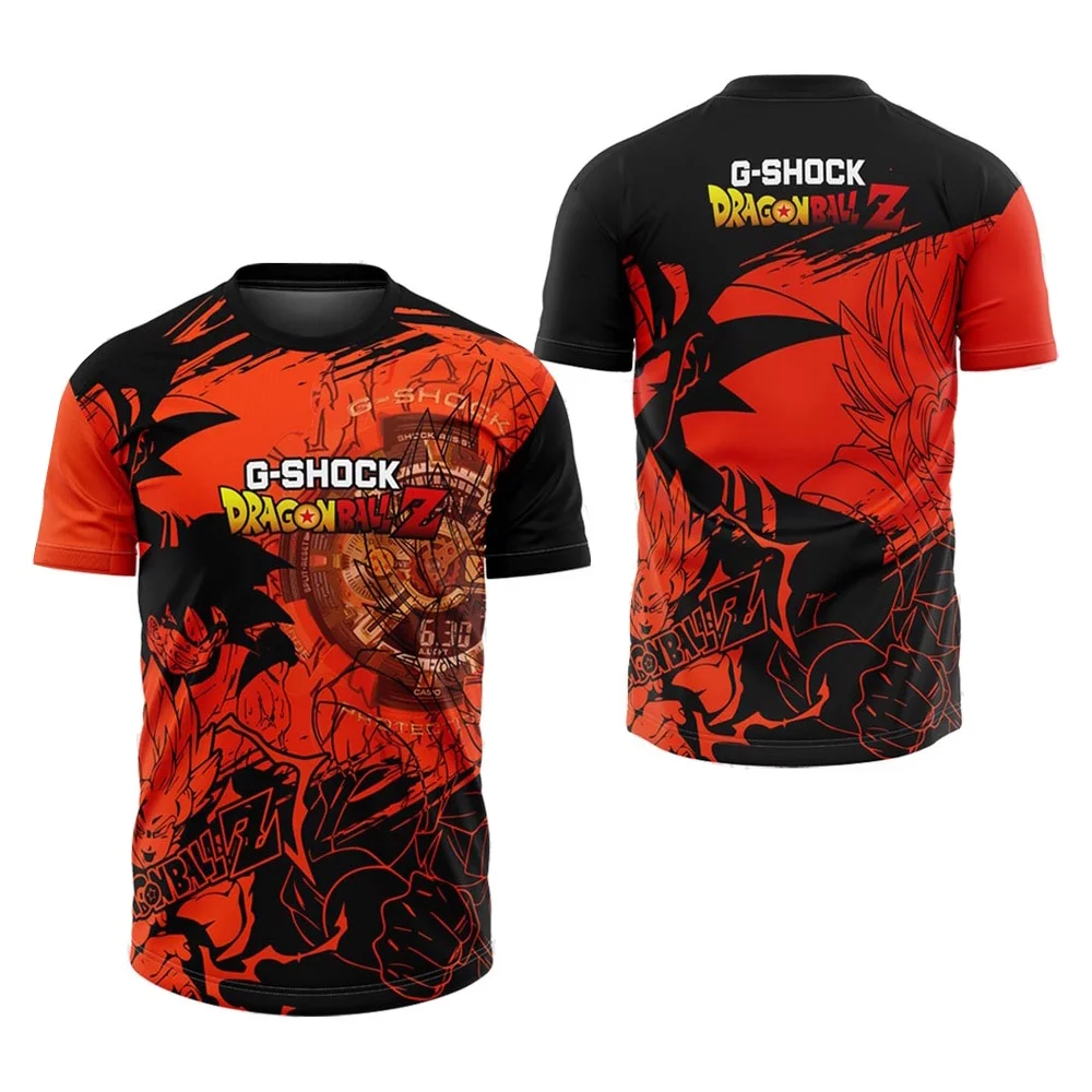 

Футболка Dragon Ball Z X G-SHOCK Collab в стиле аниме, мужская и женская, с полной сублимационной печатью, принт Гоку, повседневная уличная одежда, топ