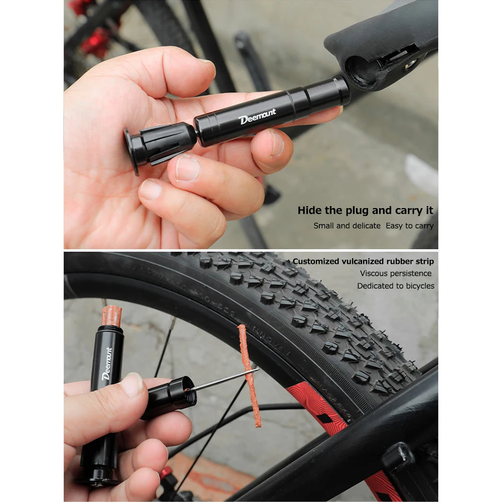 Portable Emergency Tubeless Bicycle Vacuum Tire Repair Drill Bit with Sealant Rubber Strip Cycling Repair Tools