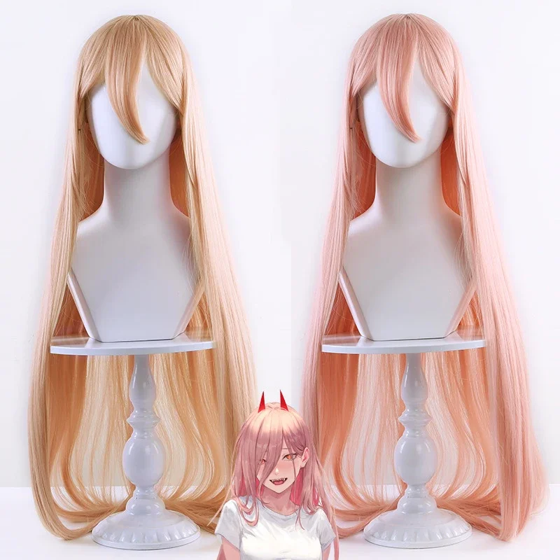 QQXCAIW Anime Chainsaw Man Makima Power Peluca de Cosplay, tipo largo, 2 colores de cabello sintético resistente al calor, pelucas de juego de rol para fiesta