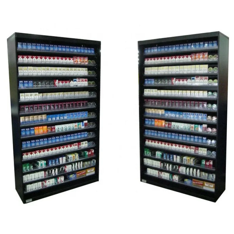 

Multilayer Wooden Rack Smoke Shop Showcase Tobacco Store Display with LED Lightbox