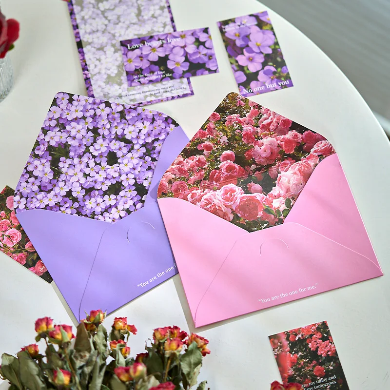 8pcs Envelopes Set with Letter Pads Romantic Flower Message Writing Paper Wedding Party Invitation Card Cover Letter Gift Wrap - Image 3