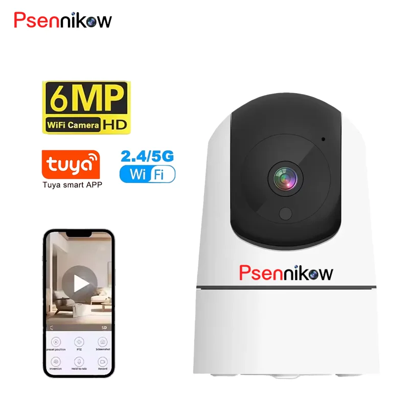 

WiFi Indoor Security Camera Tuya 6MP HD 5G 6x Zoom Baby Monitor Night Vision Auto Motion Detection 2-Way Audio Cloud/SD Storage