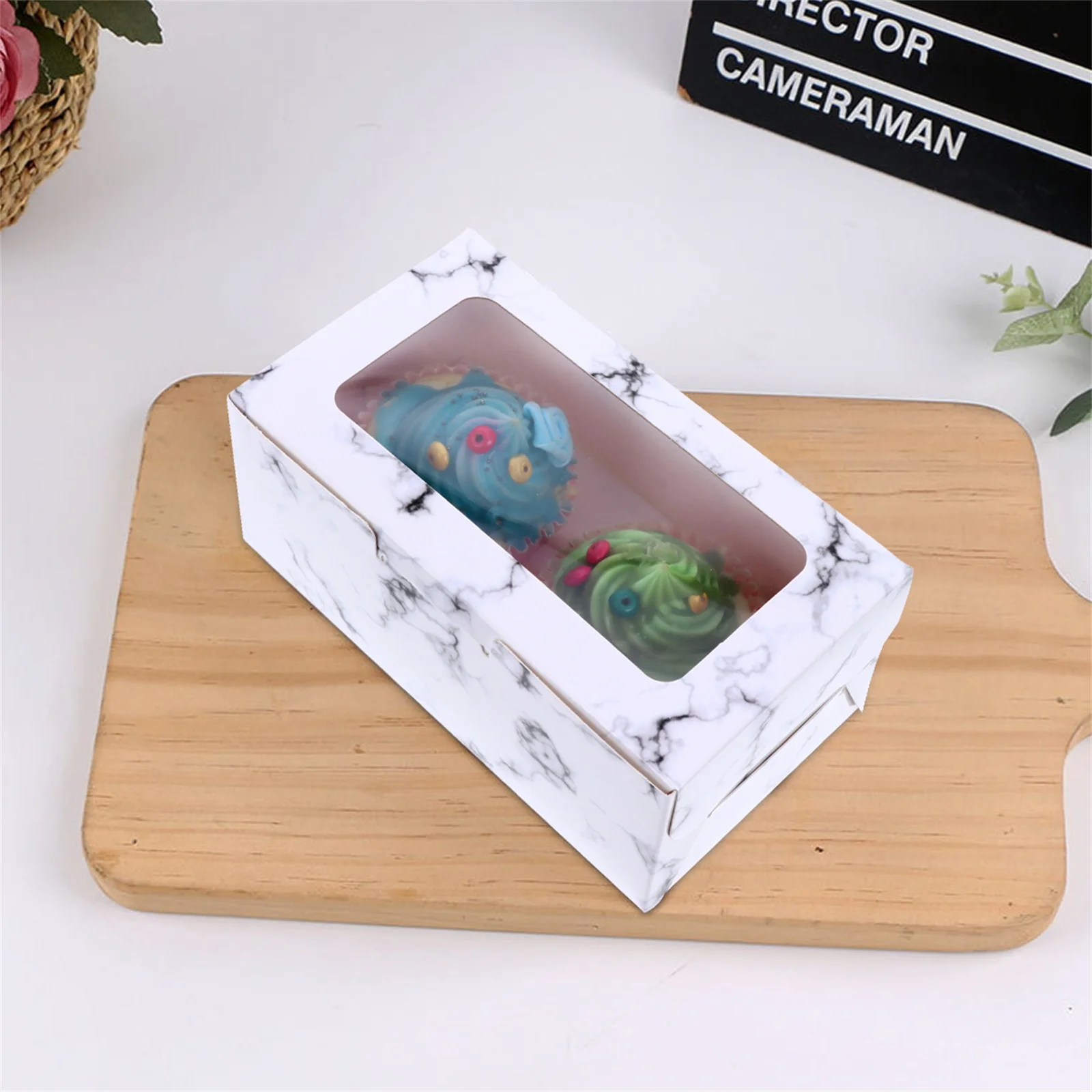 

10 Pcs Tart Cake Packaging Box Food Grade Thick Paper Decorative Cake Boxes for Birthday Wedding Baby Shower Cupcake