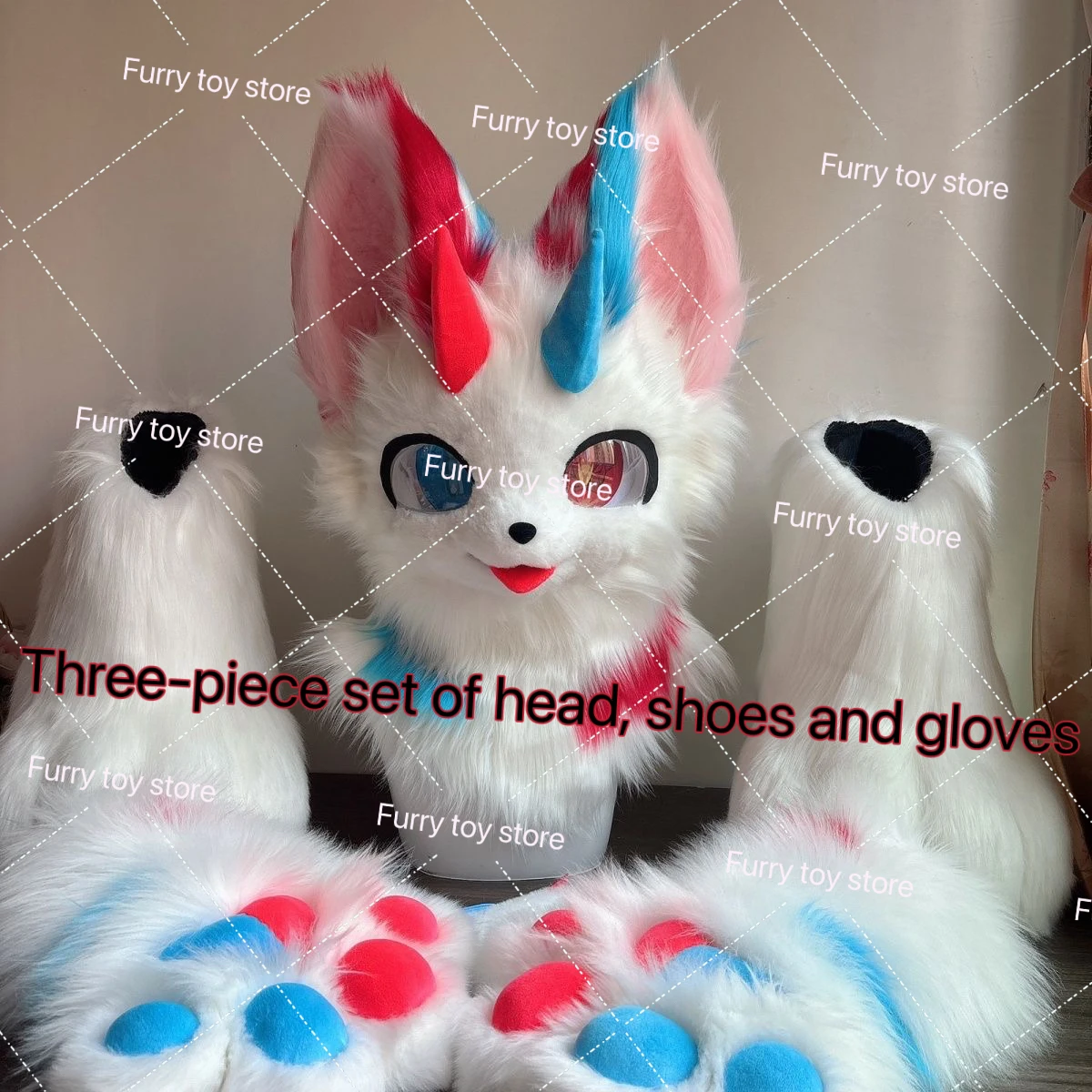 Fursuit Head Shoes Claws Tail Four-Piece Set Cute Furry Cosplay Dog Wolf Head Costumes Customized Fursona Head Comiket Furries