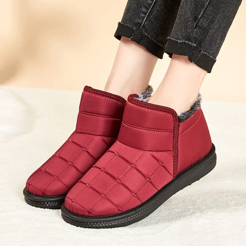 2024 novo inverno botas de algodão quente mulheres à prova dwaterproof água engrossar botas de neve de pelúcia mulher ao ar livre antiderrapante sapatos acolchoados de algodão quente