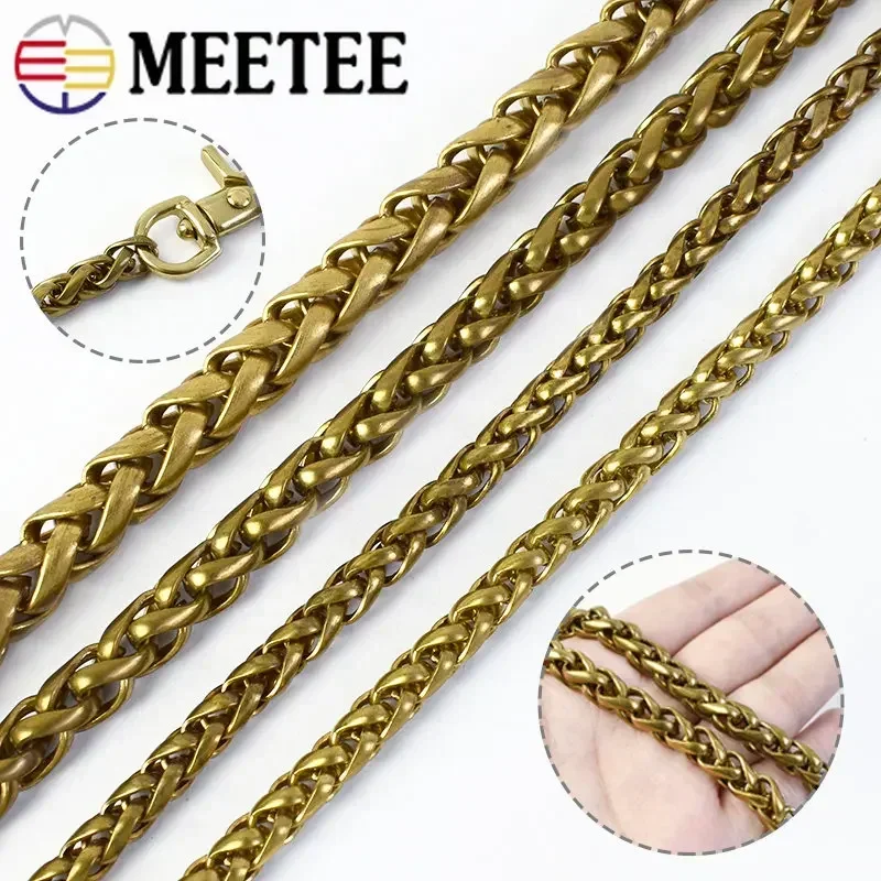 50/100cm metalowe łańcuszki miedziane 4/6/8/10mm mosiężny brelok do kluczy z haczykiem klamra torby pasek wisiorek do paska materiał łańcuszka DIY LeaherCrafts