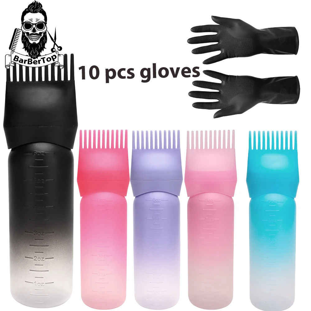 Salon Dying Set Professional Diy Waterproof Gloves 5 Color Dye Oil Applicator Bottles Hair Salon Styling Tools Accessories