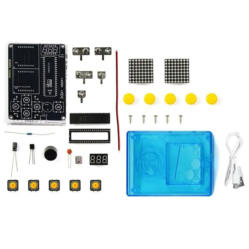 PHILE-DIY Game Kit Pixel Game Console Production Kit DIY Welding Training Electronic Blue Shell