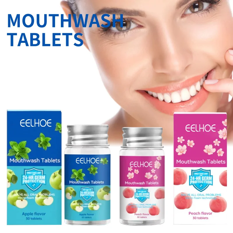 Mouthwash Tablets - Bad Breath & Stain Remover, Teeth Cleaning & Freshness, Oral Care With Propolis & Mint Extract
