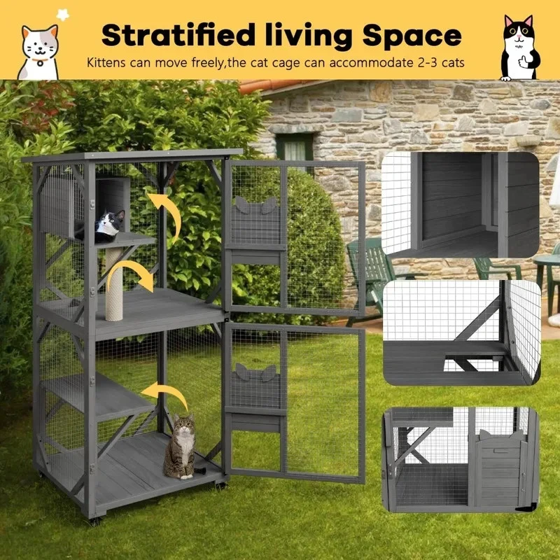 Outdoor Enclosure – Waterproof Roof, Platforms, Upgrd Nting Box, Wheels, Portle