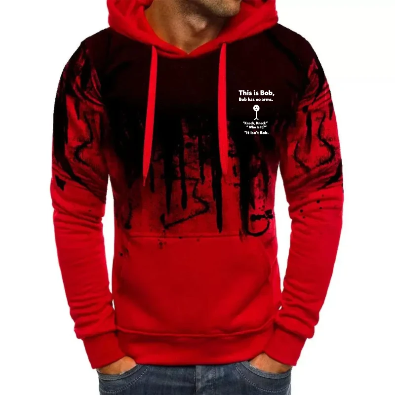 هوديي رجالي بطبعة غابة زيتونية خضراء هذا هو تصميم نص الجحيم ملابس غير رسمية ملابس الشارع في الهواء الطلق #4