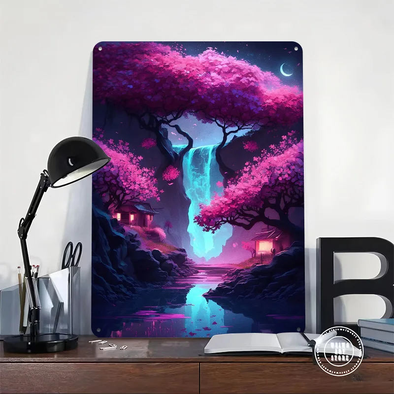Fantasy Nature Japan 01 Tinplate Posters Customizable Wall Art Retro Vintage Metal Signs for Home Room Decoration Aesthetic Cozy