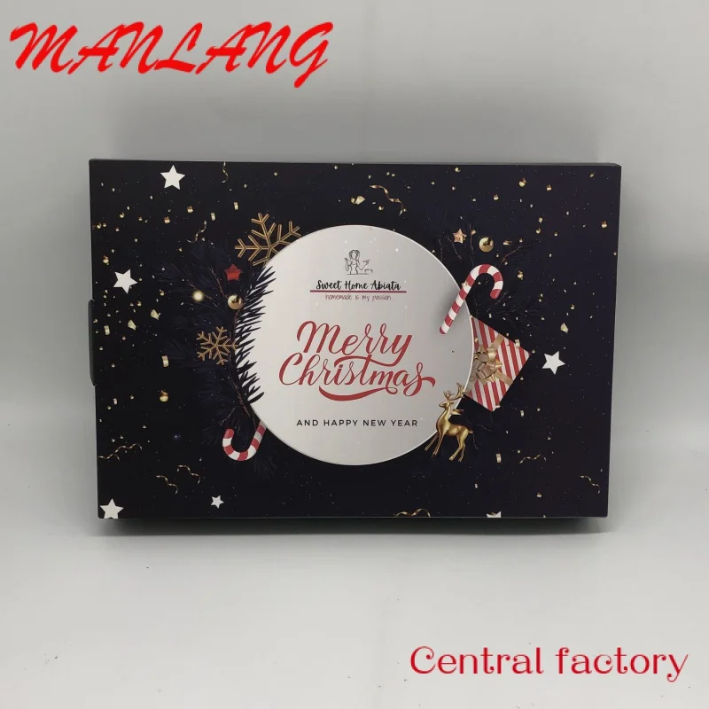 Scatola del calendario dell'avvento con imballaggio in carta regalo di natale personalizzato con Logo personalizzato stampato