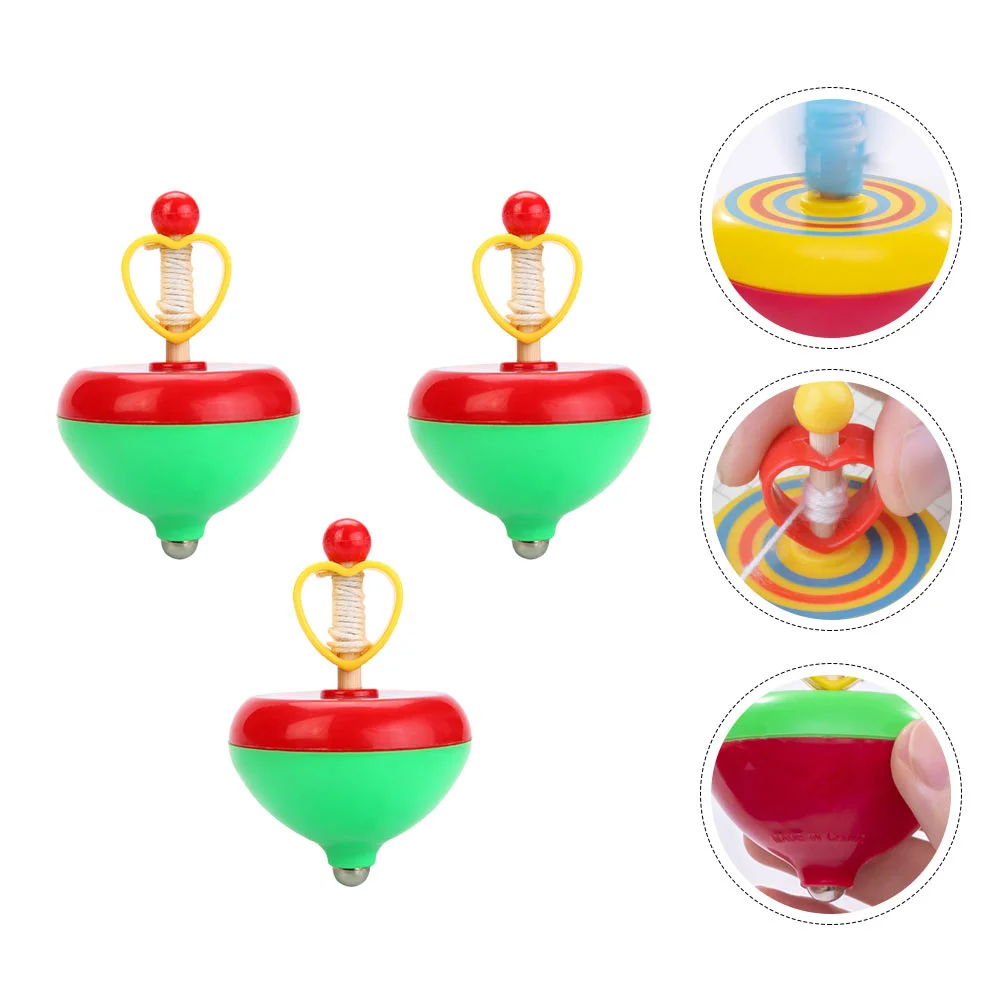 

3 Pcs Pull Rope Love Spinning Top Child Gyro Toy for Kid Twerking Toys Plaything Tops Playthings Children