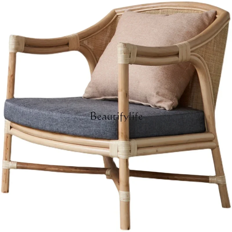 Rattan chair three-piece living room natural rattan backrest sofa courtyard single balcony