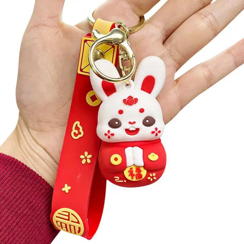 New Year Keychain 2023 Cute Rabbit Keychains Bunny Hanging Accessories Decors Chinese Zodiac Animals Key Chain