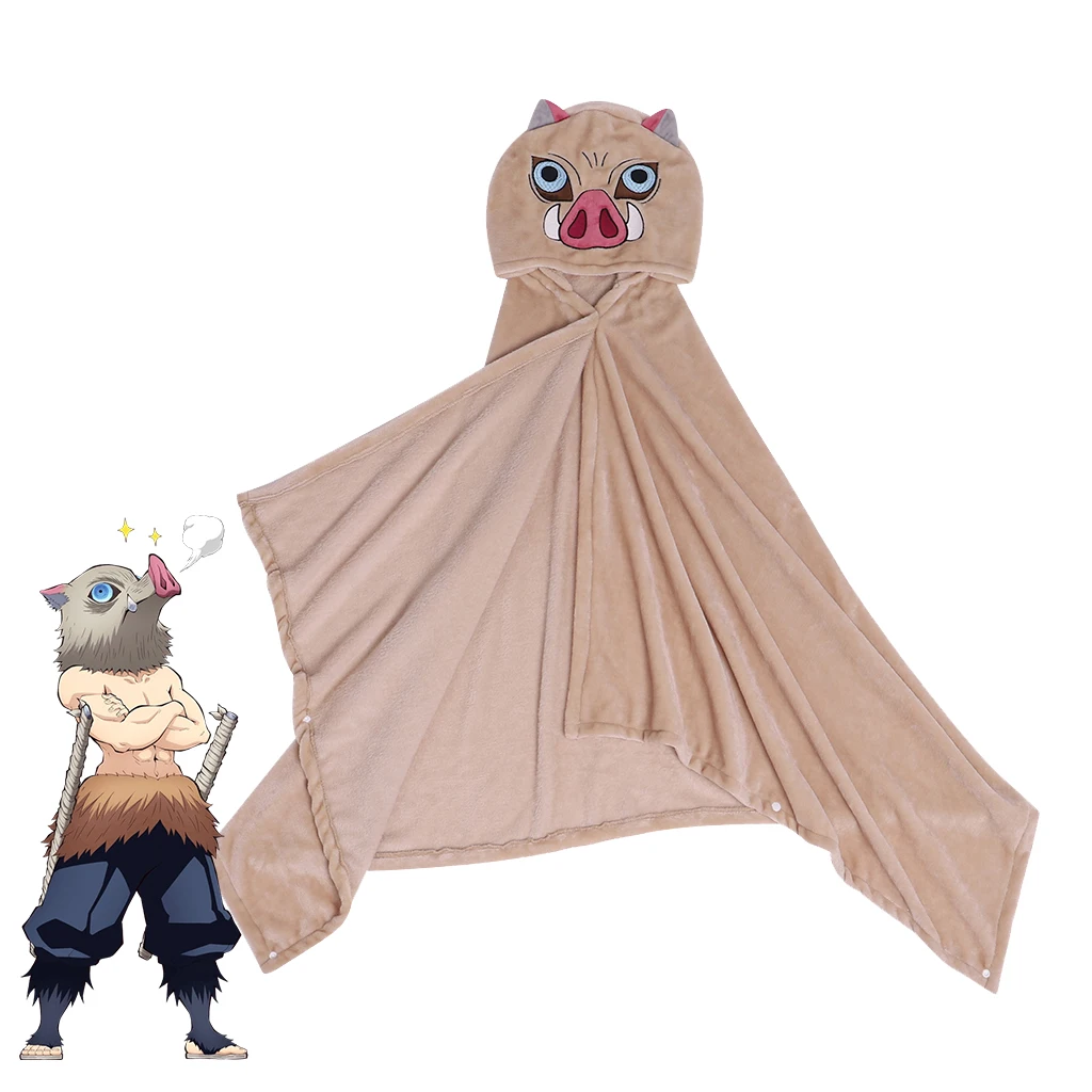 Anime Hashibira Inosuke Cosplay Kostüm Nettes Schwein Umhang Unisex Cartoon Nette Winter Warme Mit Kapuze Cape Halloween Zubehör