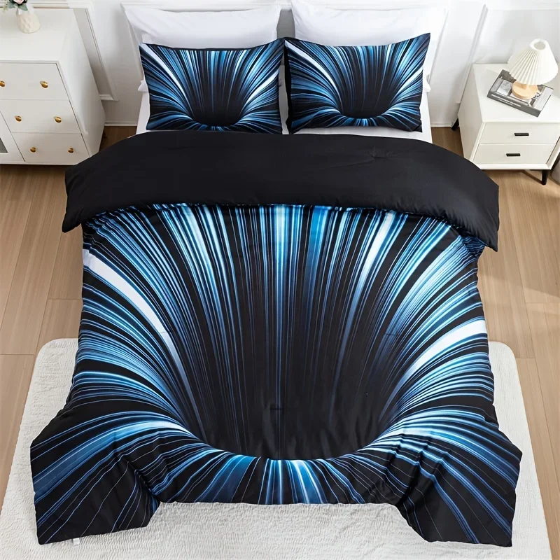 3pcs Duvet Cover Set  Blue and Black 3D Bedding Cover, Men Women Adults Bedroom Decor Comfortable and Soft Fabric No Pillow Core