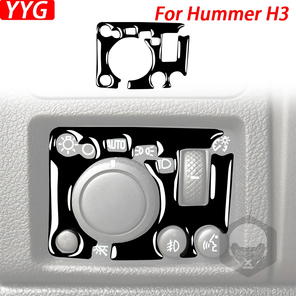 For Hummer H3 2006-2010 Piano Black Headlight Switch Control Panel Decorative Cover Car Interior Decoration Accessories Sticker