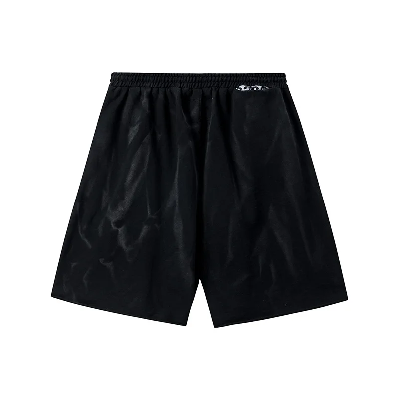 New Top quality RRR123 washed old drawstring five pants casual sports loose rolled shorts beach pants