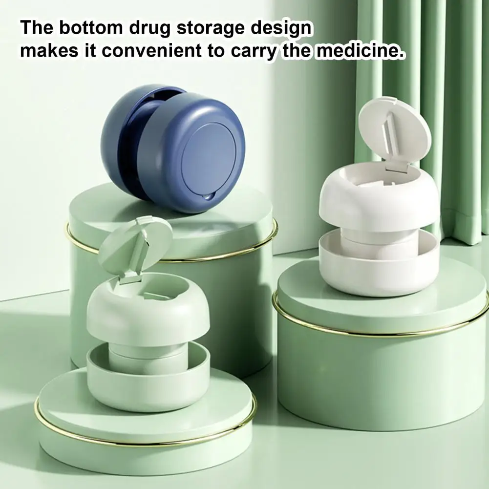 Pill Box with V-Shaped Medicine Trough And Sharp Blade Cutter Pill Grinding And Storage Compartment Box Medicine Tablet Splitter