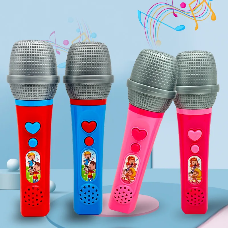 Kids Cartoon Simulated Singing Amplified Microphone Toys Small Host Fake Plastic Microphone Children's Puzzle Singing Toys