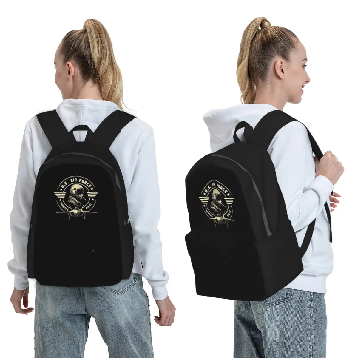 U.S. Air Force Fighter Pilot Military Aviation Vintage Backpack Student BookBag School Bag Computer Shoulder Bags for Men Women