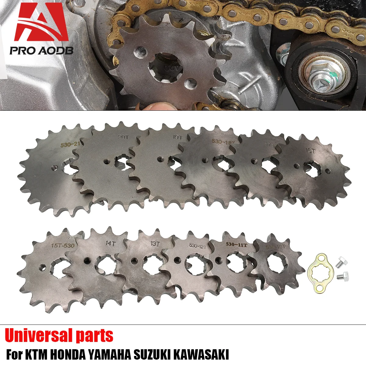 

530# 10T 11T 12T 13T 14T 15T 16T 17T 18T 19T 20T 21T Teeth 20mm Front Chain For ATV Quad Dirt Pit Bike Front Engine Sprocket