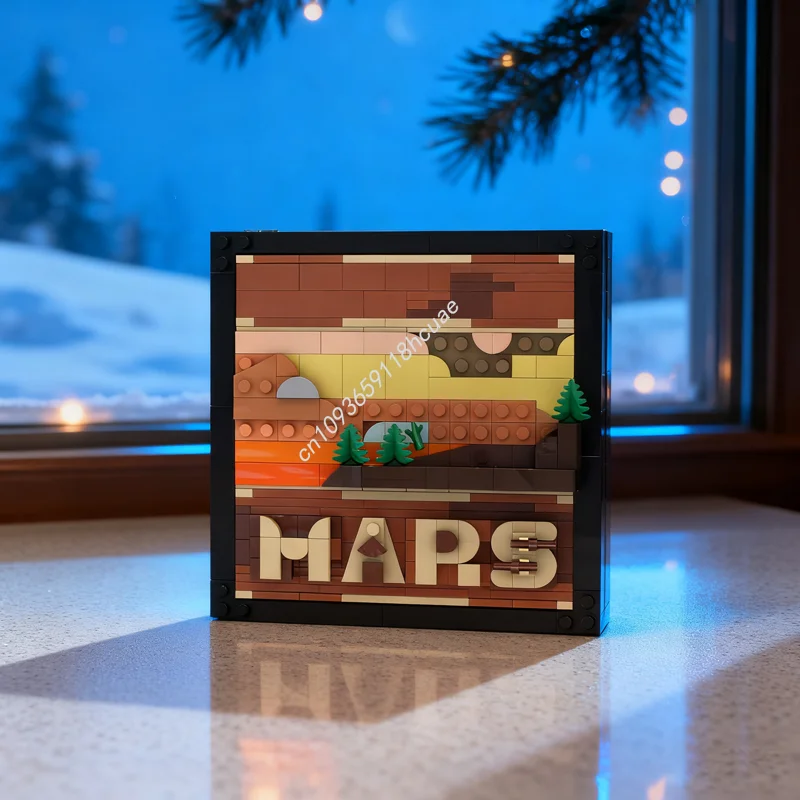 

300pcs MOC Terraforming Mars Cover Art Frame Gamesed Model Toys Building Blocks Assemble Christmas Gift DIY Creative Idea Brick