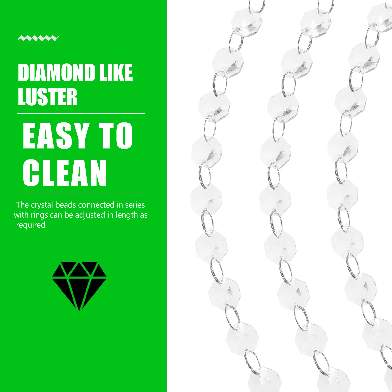 

5Pcs Crystal Beads Curtain Premium Glass Diamond-Like Luster Adjustable Length for Doorway Window Wall Decor Beaded Curtains