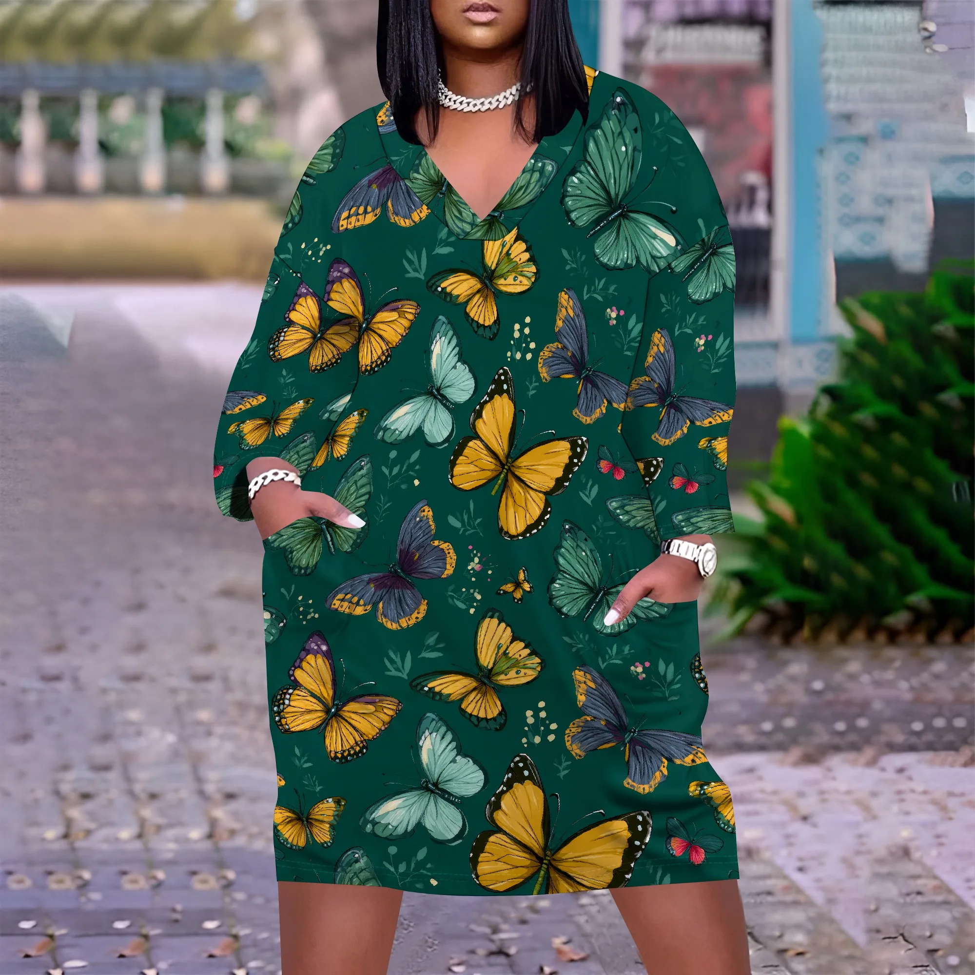 Vestido maxi feminino com decote em V casual manga 3/4 envoltório sexy vestidos longos florais com cinto