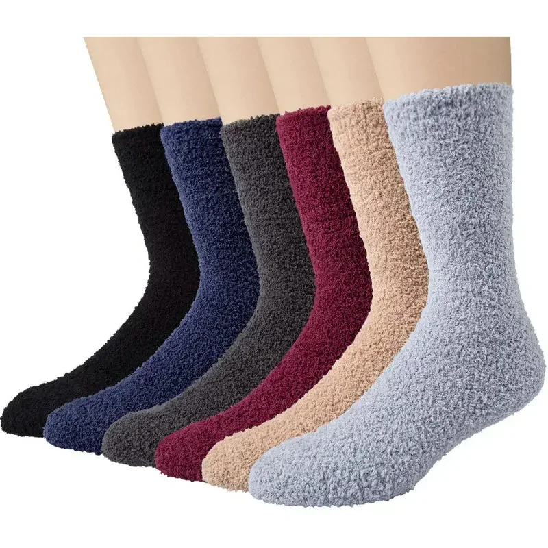 Calcetines de cachemira pura para hombre y mujer, calcetín esponjoso, cómodo y cálido, para dormir en la cama, el hogar, invierno, 1 par