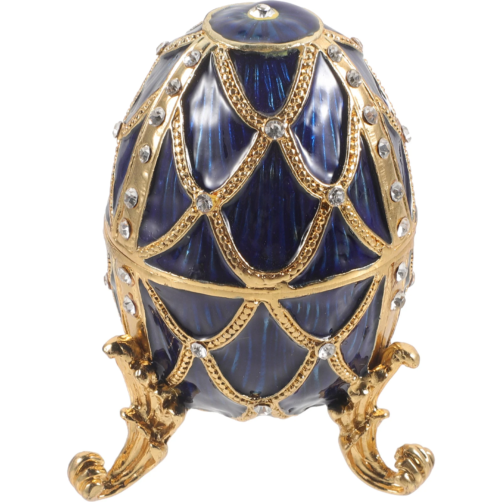 

Gold Plated Diamond Set Easter Egg Jewelry Container Creative Organizer Premium Material Use Storage Box Gifts