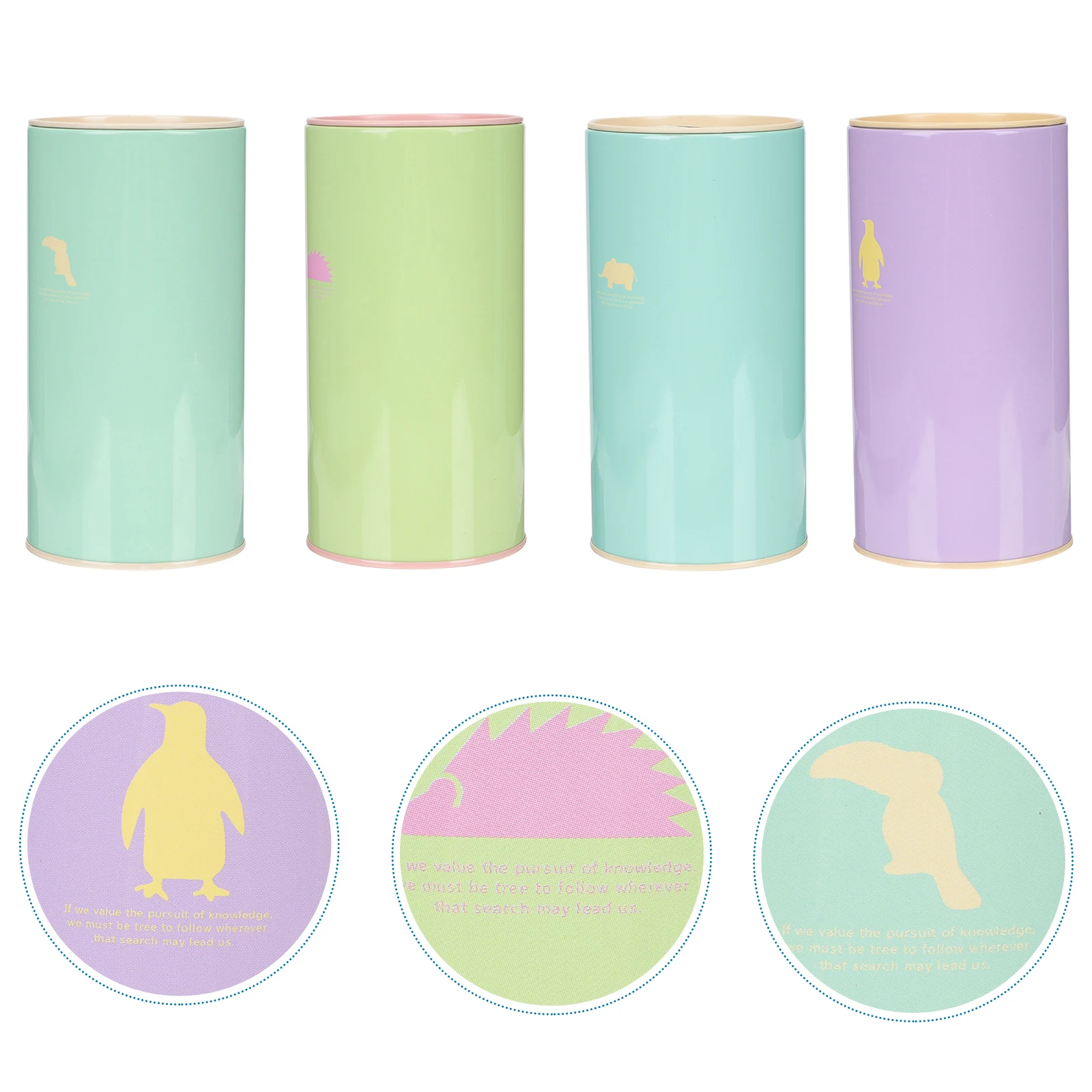 

4Pcs Round Cartoon Money Pot Tinplate Piggy Bank Coin Saving Jar for Kids Storage Holder Desktop Accessory Fine Workmanship Gift