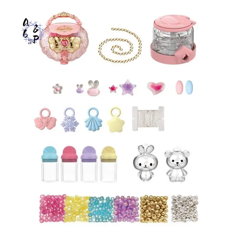 A68P-Rotating Beading Machine For Girls Necklace Bracelet Crafting Pretend Play Jewelry Making Tool Children's