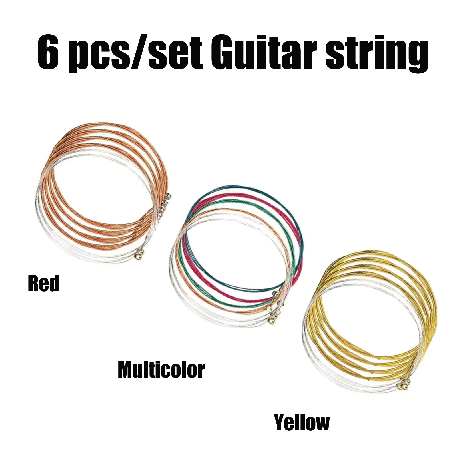 Miwayer 6PCS Rainbow Guitar Strings Full Set - Vibrant Replacement Strings for Acoustic & Classic Guitars