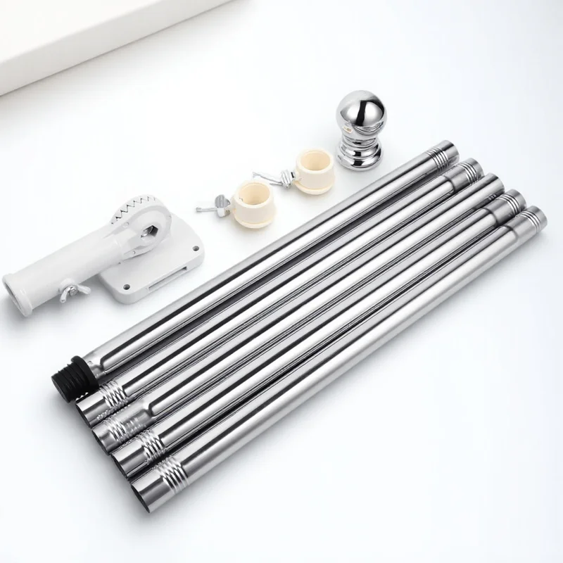 

1 set 1 Set Flag Pole Kit Adjustable Detachable Alloy Rotating Flagpole For Outdoor Indoor Wall Yard Roof Truck Mount