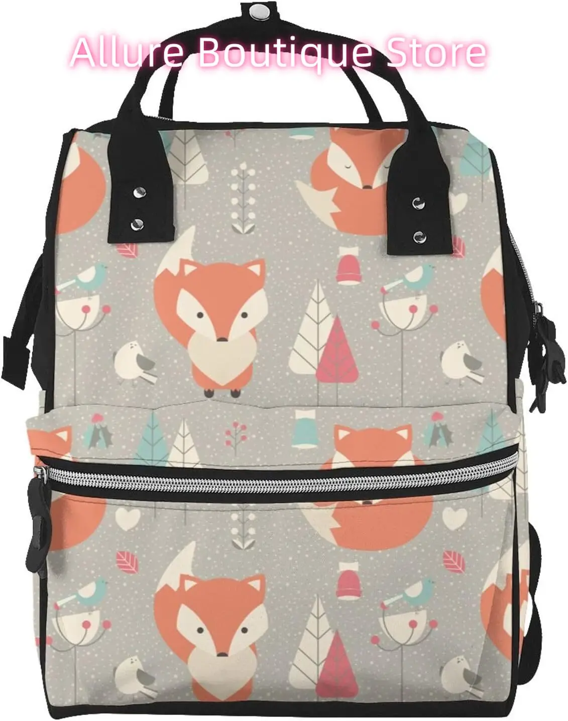 

Cute Fox Diaper Bag Backpack for Women Large Capacity Nappy Bag Multifunction Waterproof Mummy Backpacks for Mom Dad